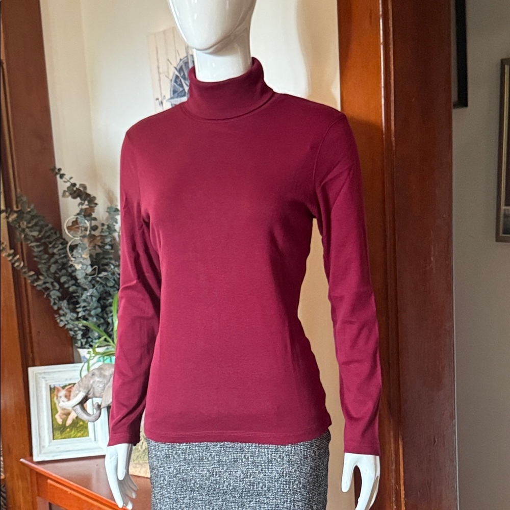 NWT northern reflections size small cotton Burgundy Turtleneck Long Sleeve Top